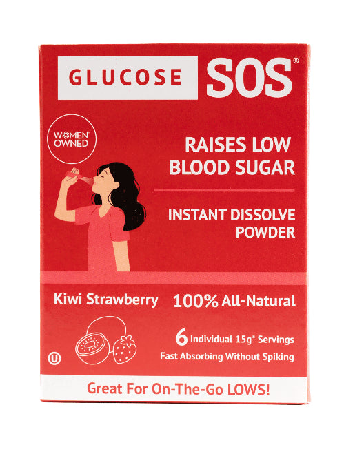 Glucose SOS, Alternativa de Tableta de Glucosa Instantánea para la Recuperación de Azúcar en la Sangre, Unidad de 6 Fresas de Kiwi