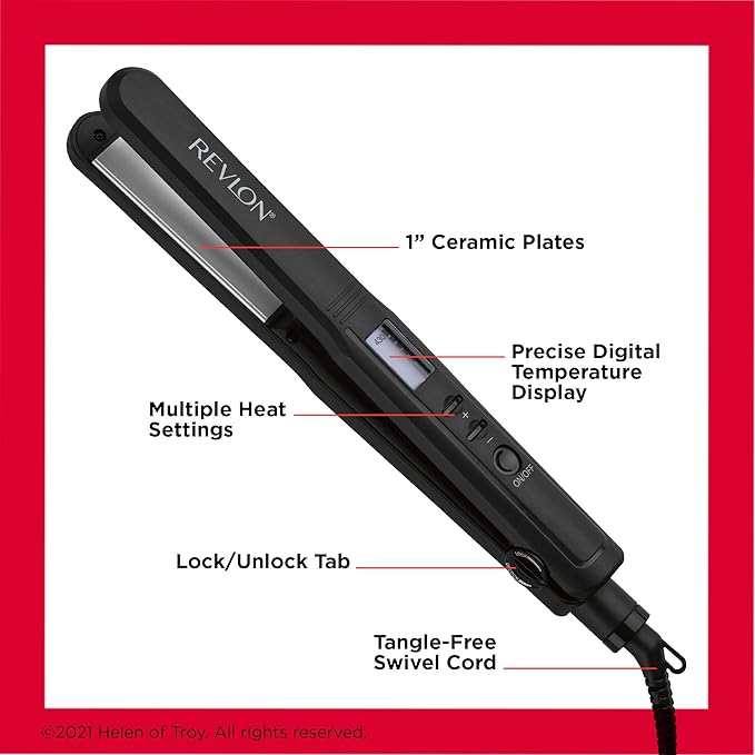 REVLON Perfect Heat Ceramic Digital Flat Iron, 1 inch