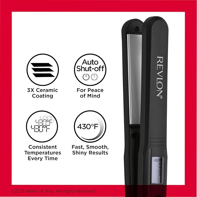 REVLON Perfect Heat Ceramic Digital Flat Iron, 1 inch