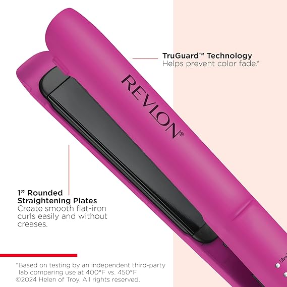 Revlon Easy Heat 1” Precision Flat Iron | Hair Straightener with Ceramic Tourmaline Plates for Less Damage and 5 Preset Temps with Heat Recommendations by Hair Type